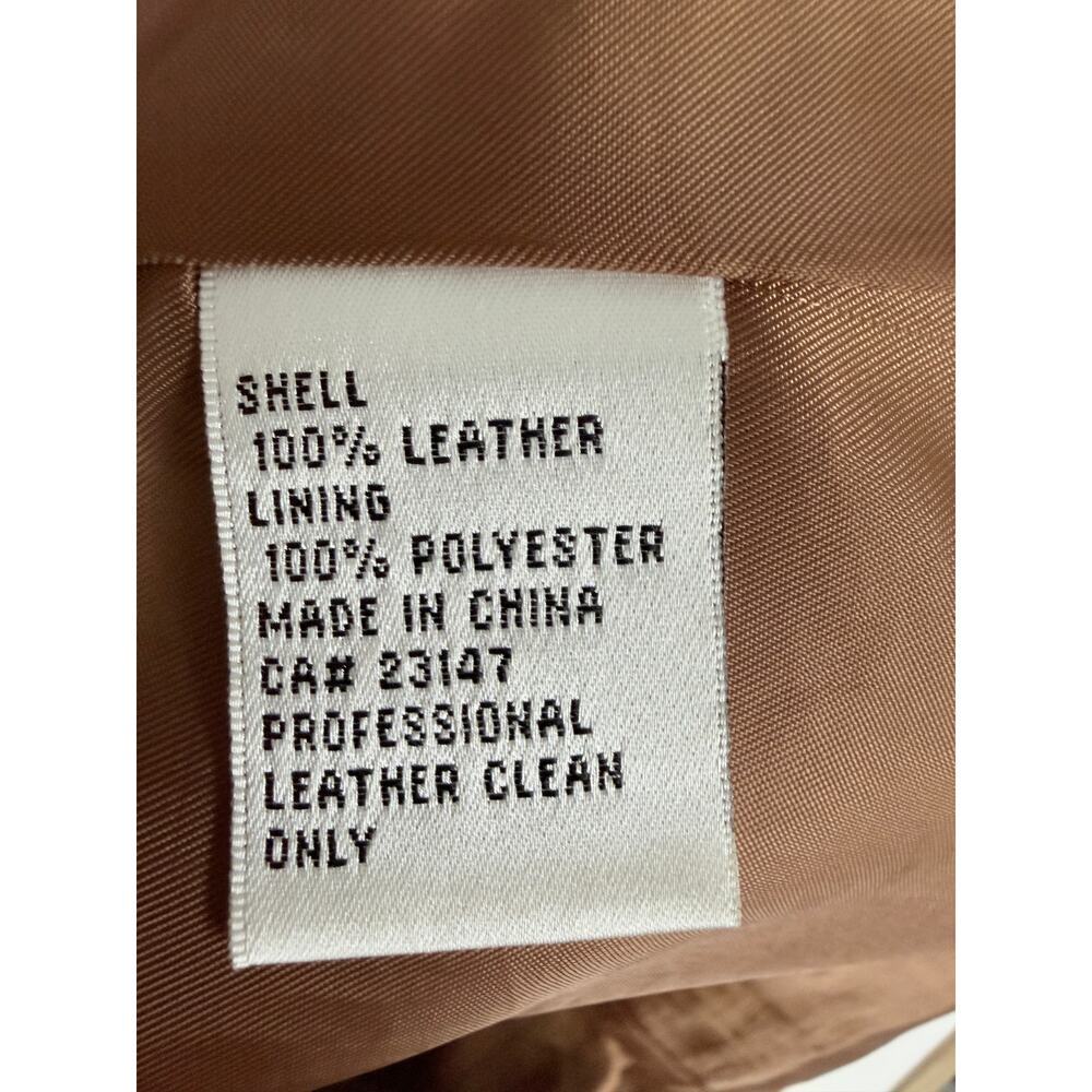 Talbots Petites Brown Leather Jacket Button Front Size 16P - Picture 6 of 6